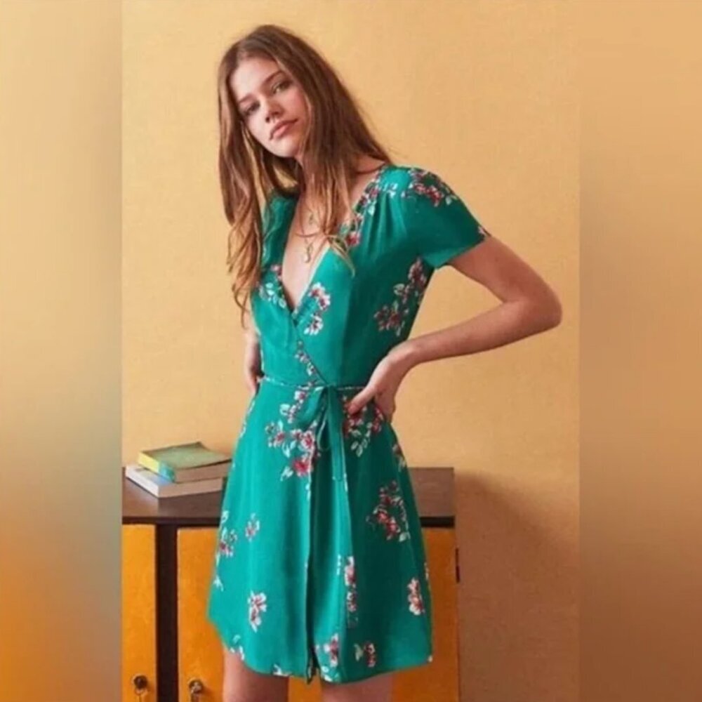 Sézane Anastasia Silk Wrap Dress Size 36